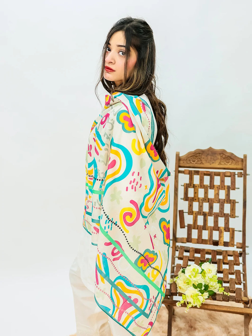 Khuwab Lawn Stole(multi)