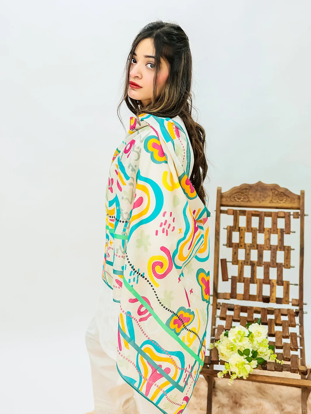 Khuwab Lawn Stole(multi)