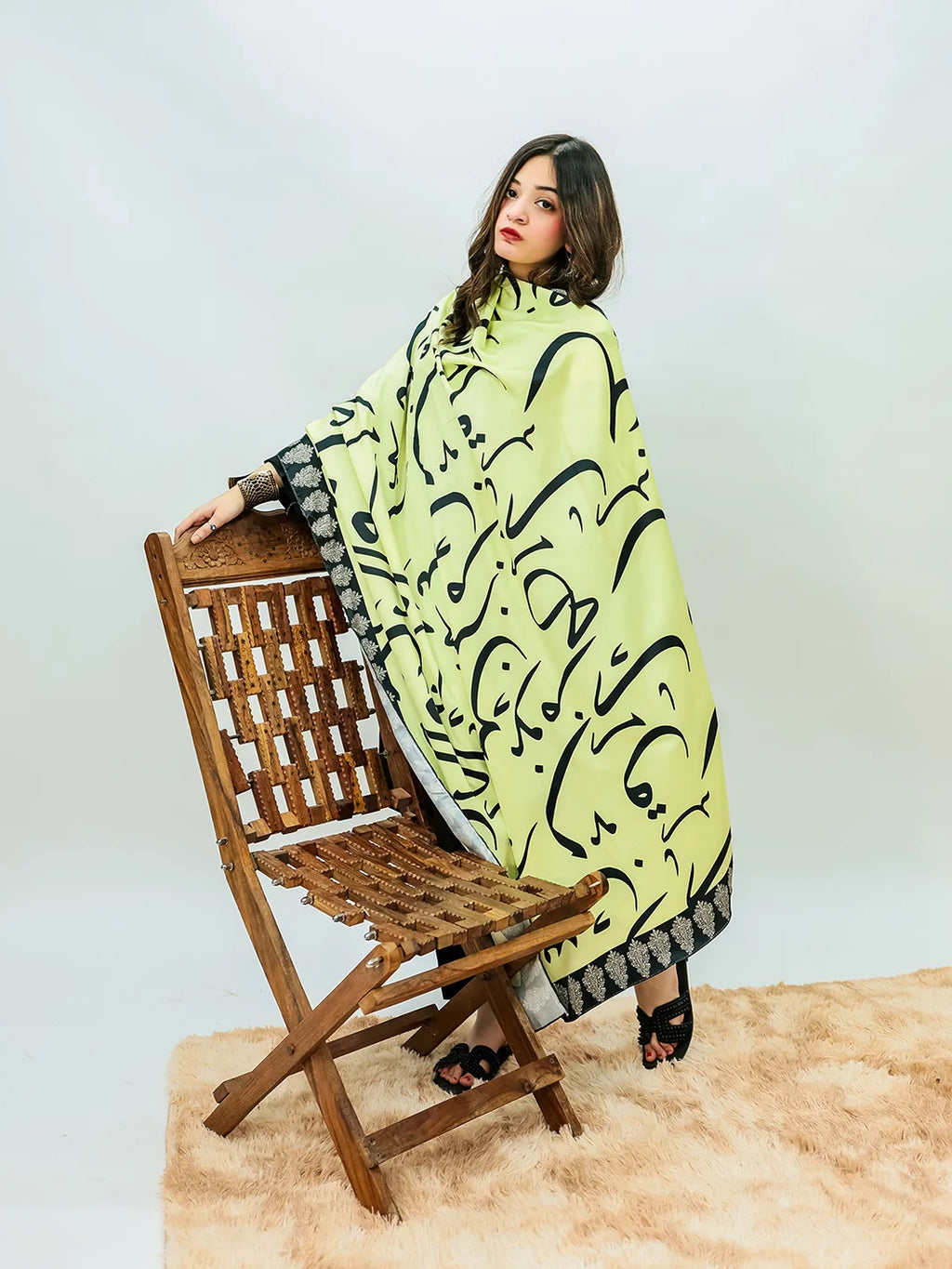 Huroof Silk Dupatta | Lemon
