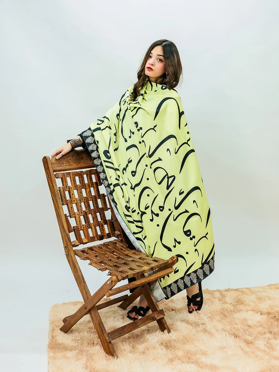 Huroof Silk Dupatta | Lemon