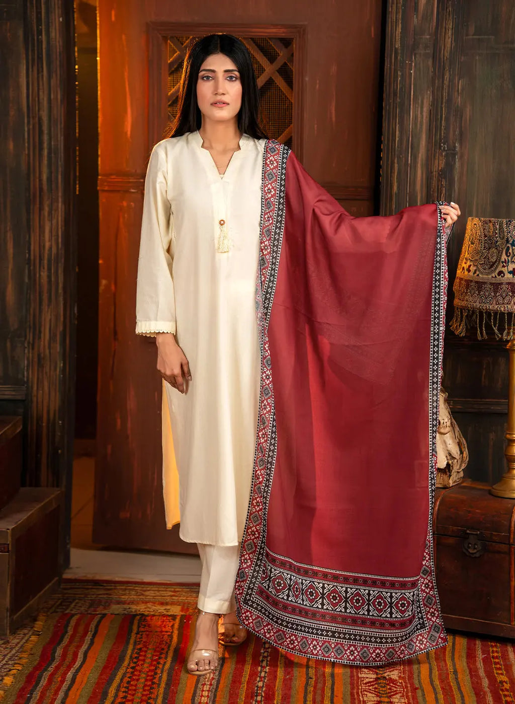 Ajrak Mosaic Odhni | Redish