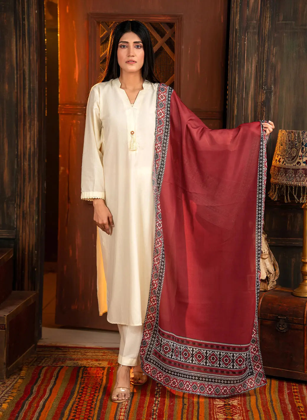 Ajrak Mosaic Odhni | Redish