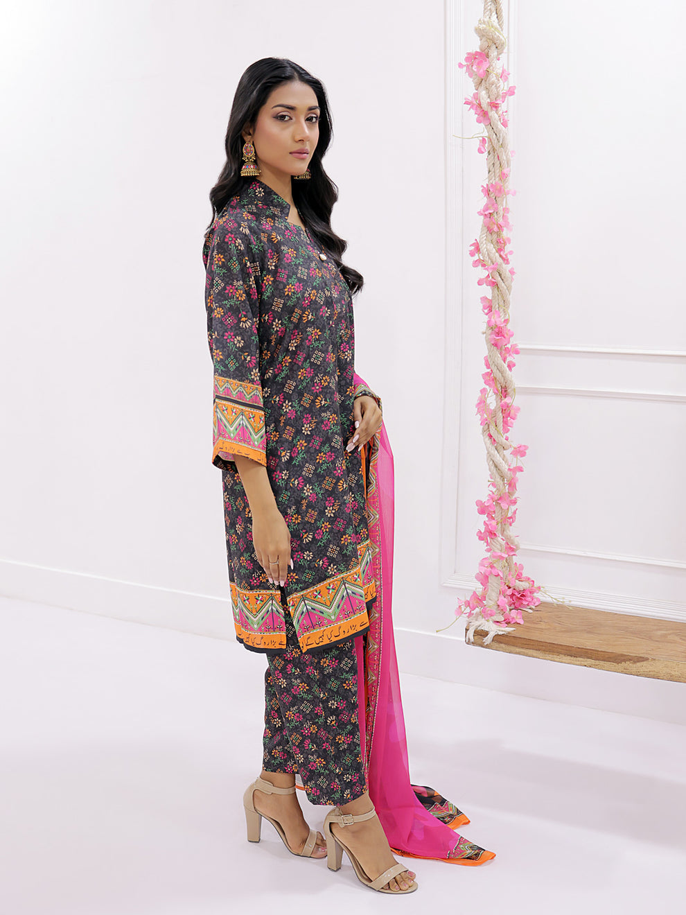 Urooj Stitched 3 Piece (Black)