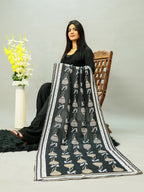 Jhumka Stole (White,Black n Skin)