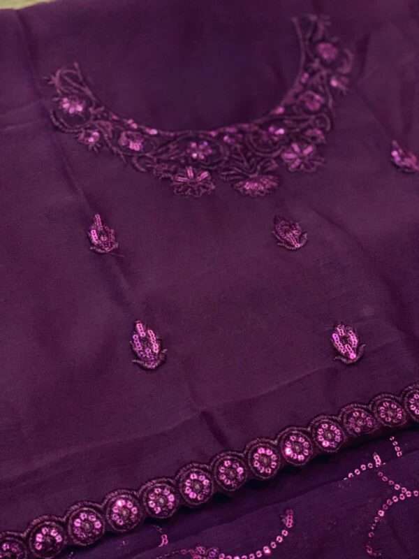 ASIM JOFA - Embroidered Chiffon Saree - Image 6