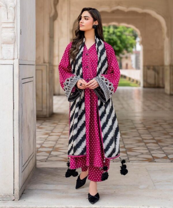 Bin Saeed Polka Dots | Digital Printed Lawn 3-Piece Suit 2026