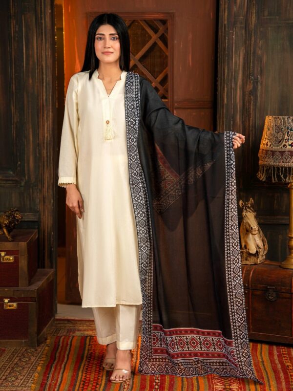 Ajrak Mosaic Stole | Black