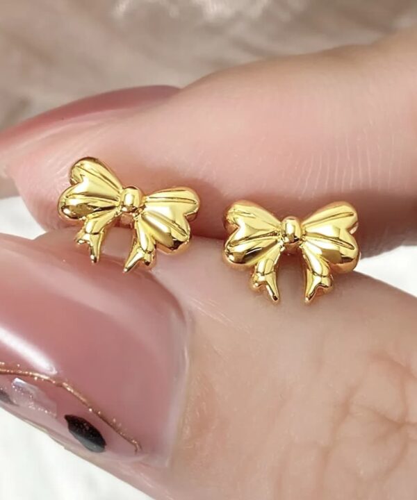 Stainless Steel Gold Bow Stud Earrings | Anti-Tarnish Dainty Tops