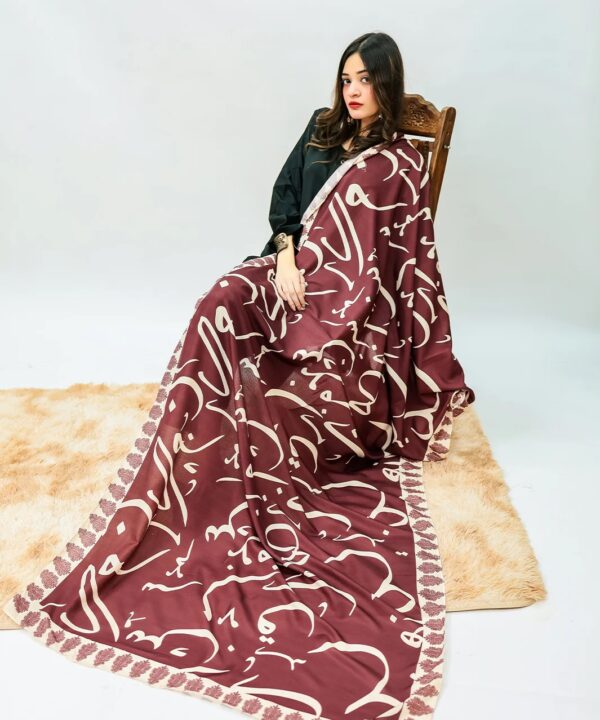 Huroof  Maroon Lawn Odhni