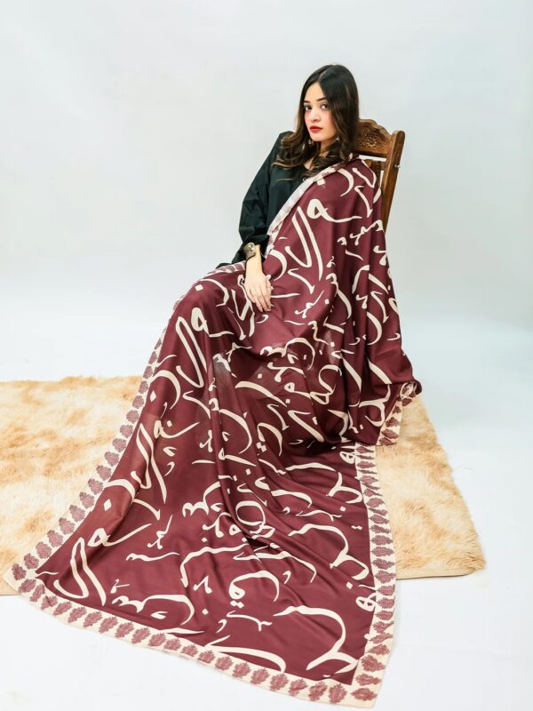 Huroof  Maroon Lawn Odhni