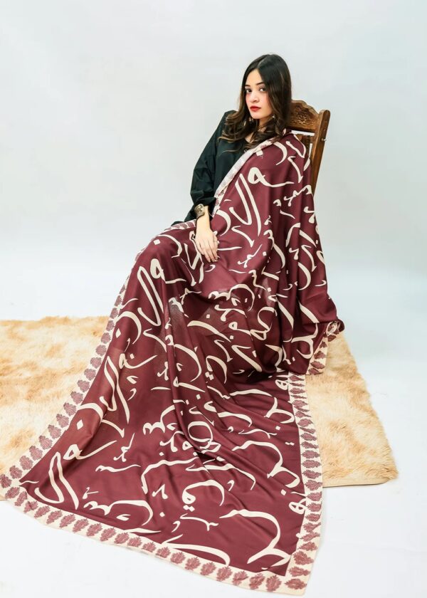 Huroof  Maroon Lawn Odhni