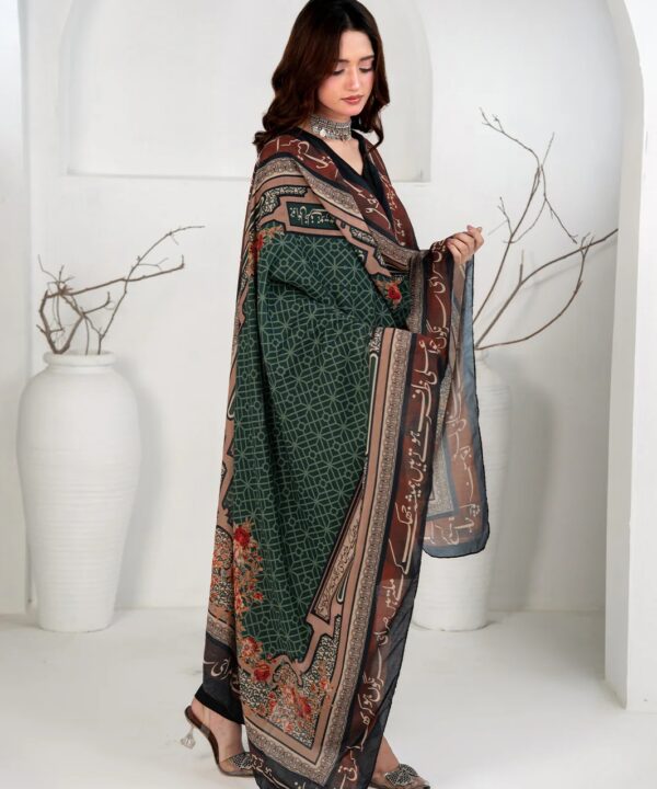 Aajizi Lawn Odhni | Emerald Green