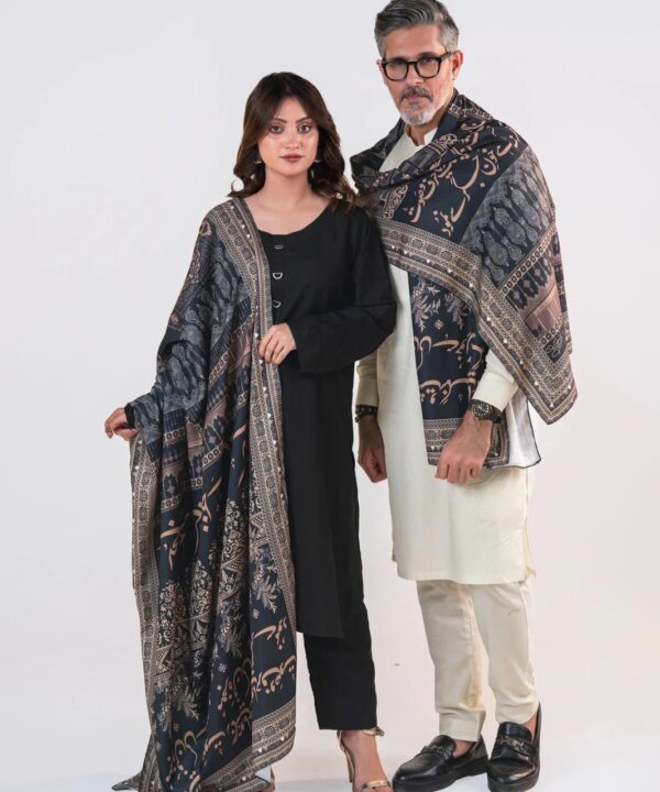 Taj Mahal Lawn Odhni (Black)