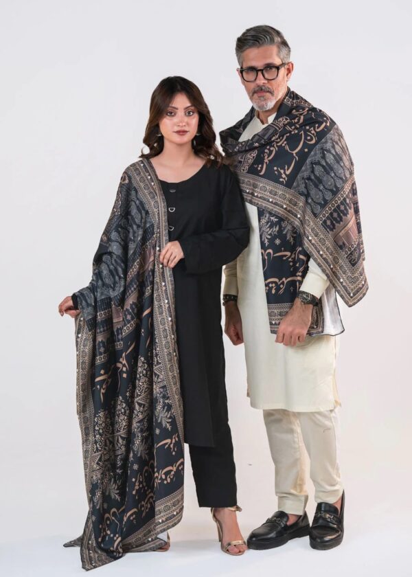 Taj Mahal Lawn Odhni (Black)
