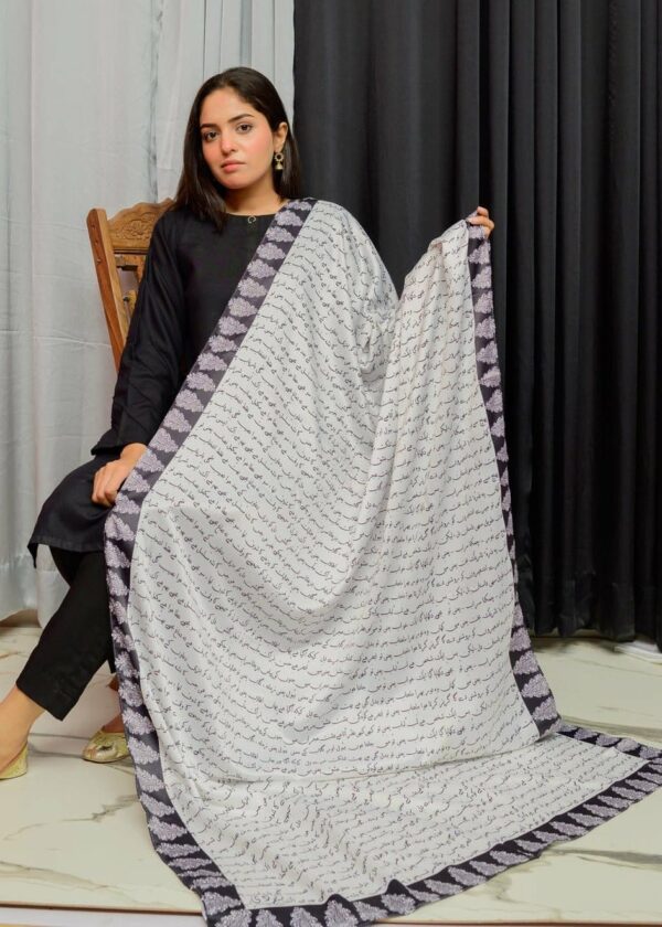 Kitabi Dastaan shawl (white)