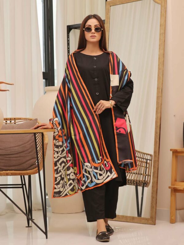Stripe calligraphy Voile Dupatta (Multi)