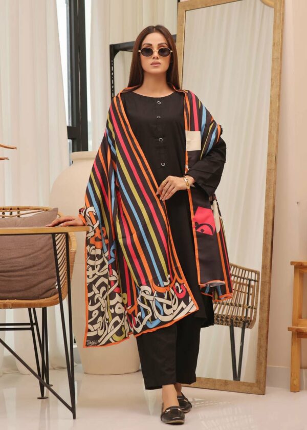 Stripe calligraphy Voile Dupatta (Multi)