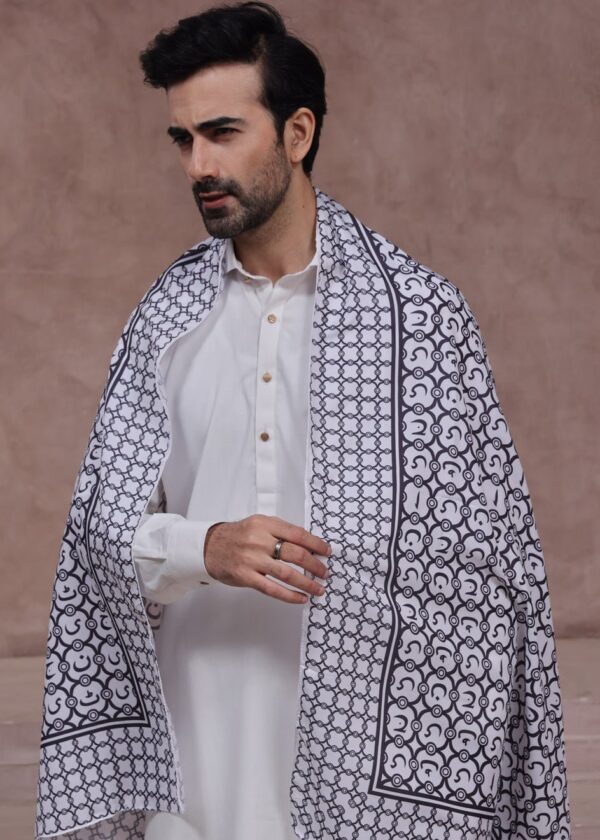 Jaan e Huroof Stole (White-Men)