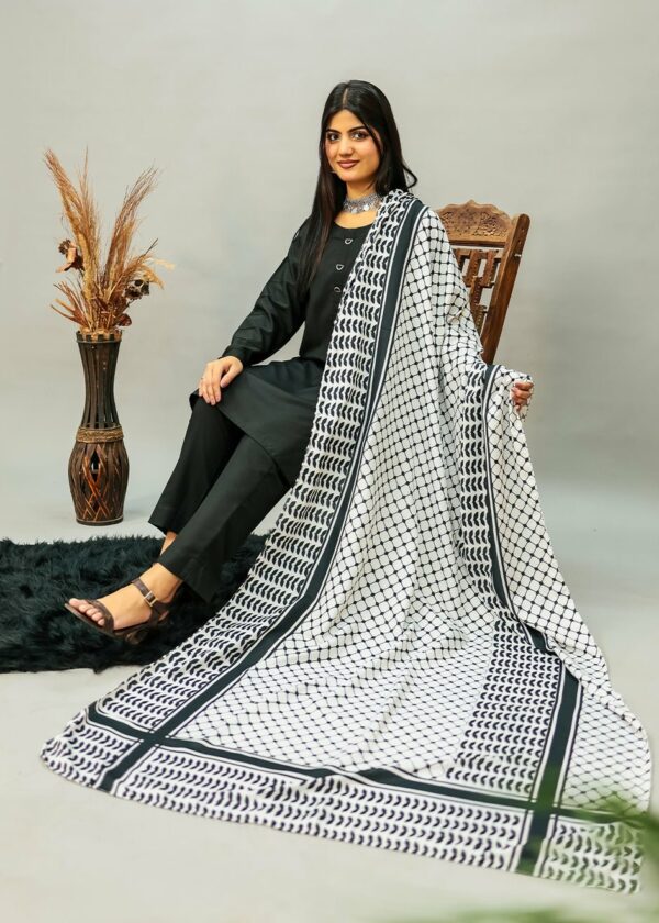 Palestine B&W Voile Dupatta (Black)