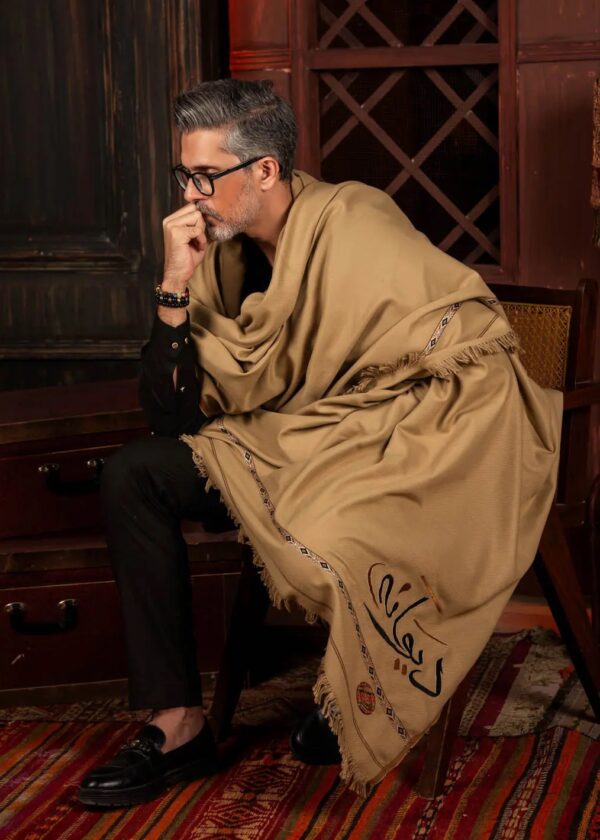 Deewana Shawl | Embroidered | Camel