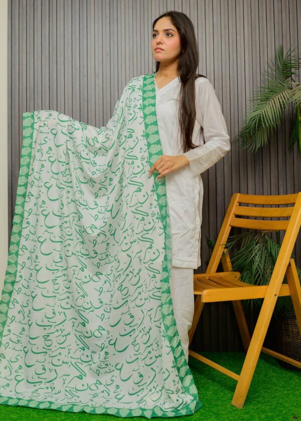 Be Qaida Dupatta (White and Green)