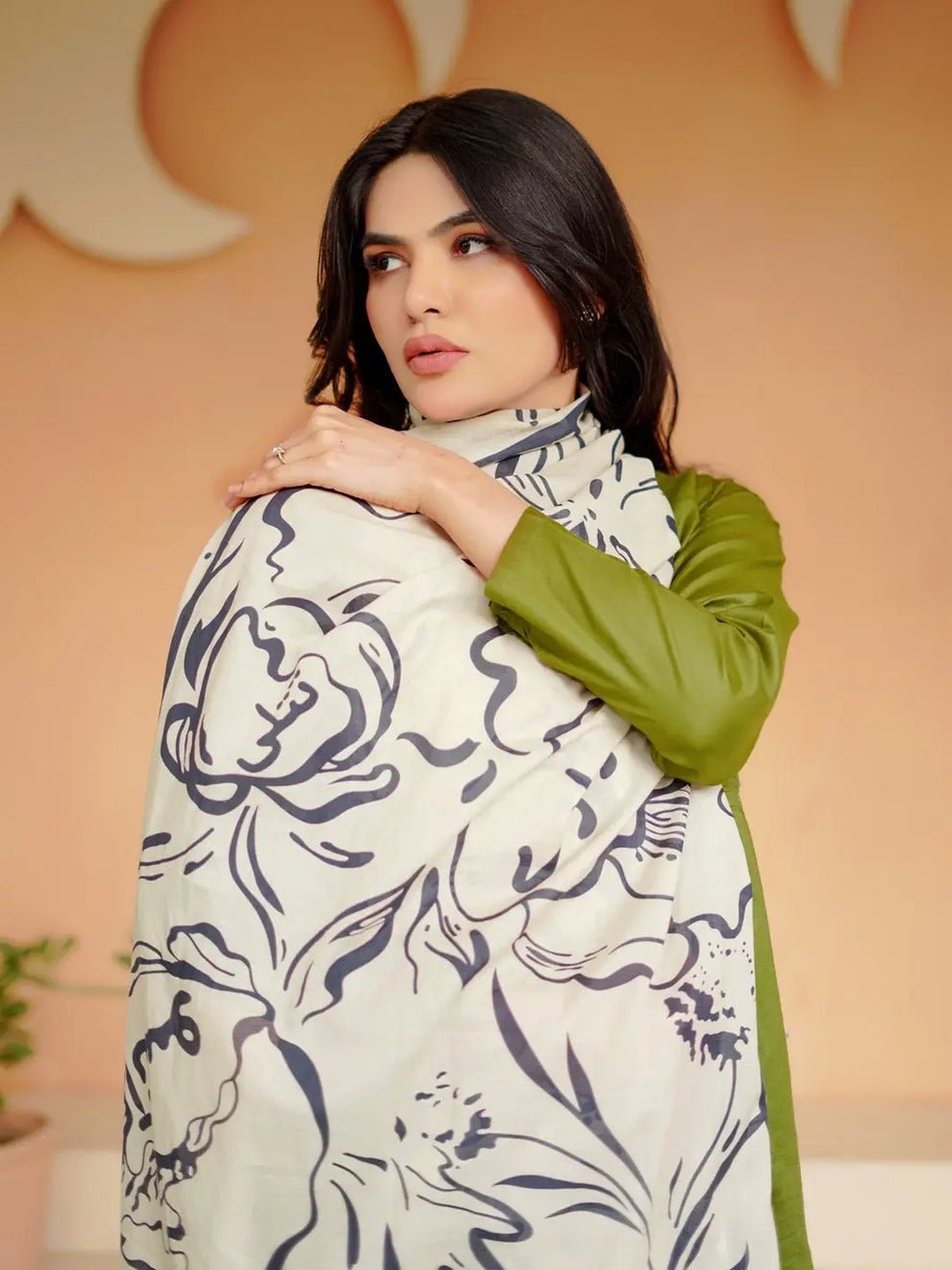Doodle Art Dupatta (Beige)