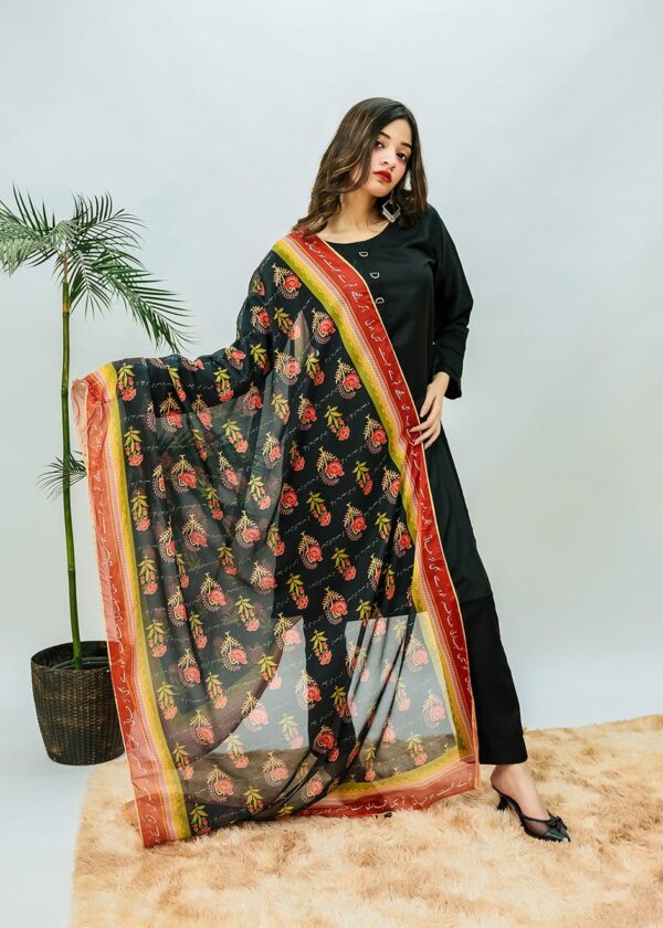 Khudse Premium Silk Dupatta(Black)