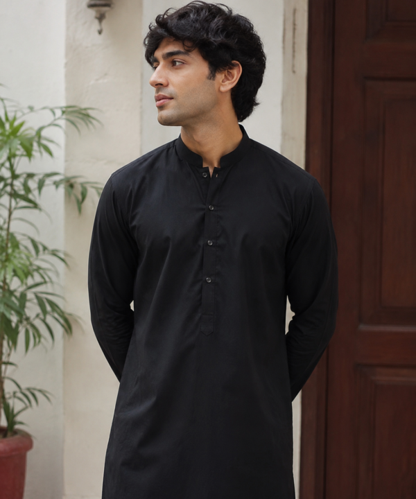 Men’s Black Cotton Unstitched Suit | Premium Fabric