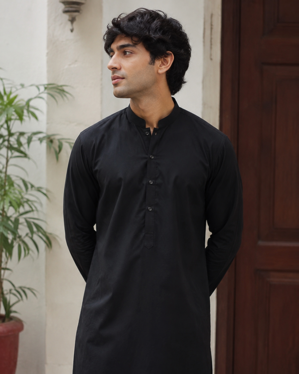 Men’s Black Cotton Unstitched Suit | Premium Fabric