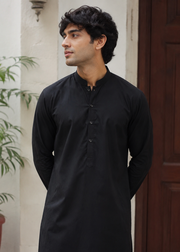 Men’s Black Cotton Unstitched Suit | Premium Fabric