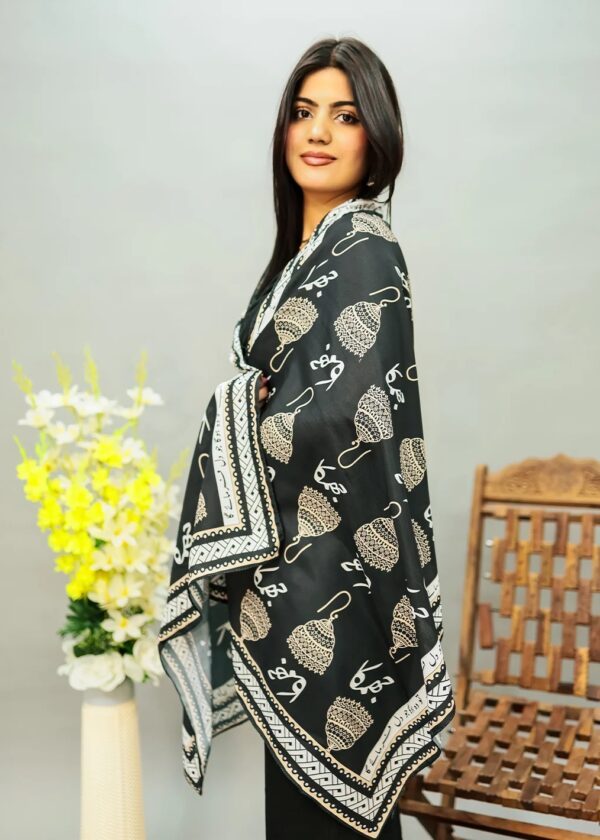 Jhumka Stole (white, black and skin)