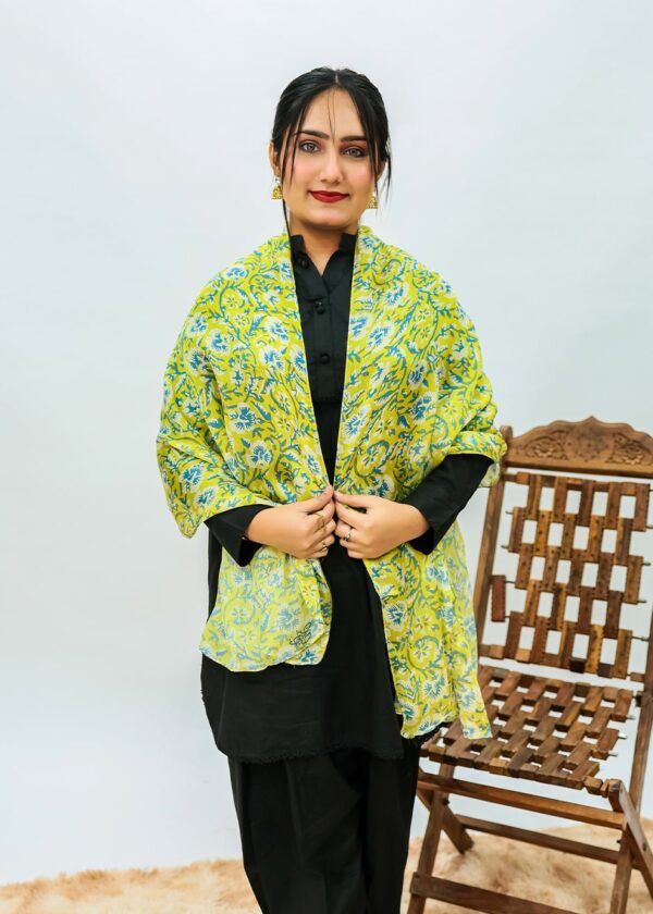 Orchids Floral Silk Stole (Green)