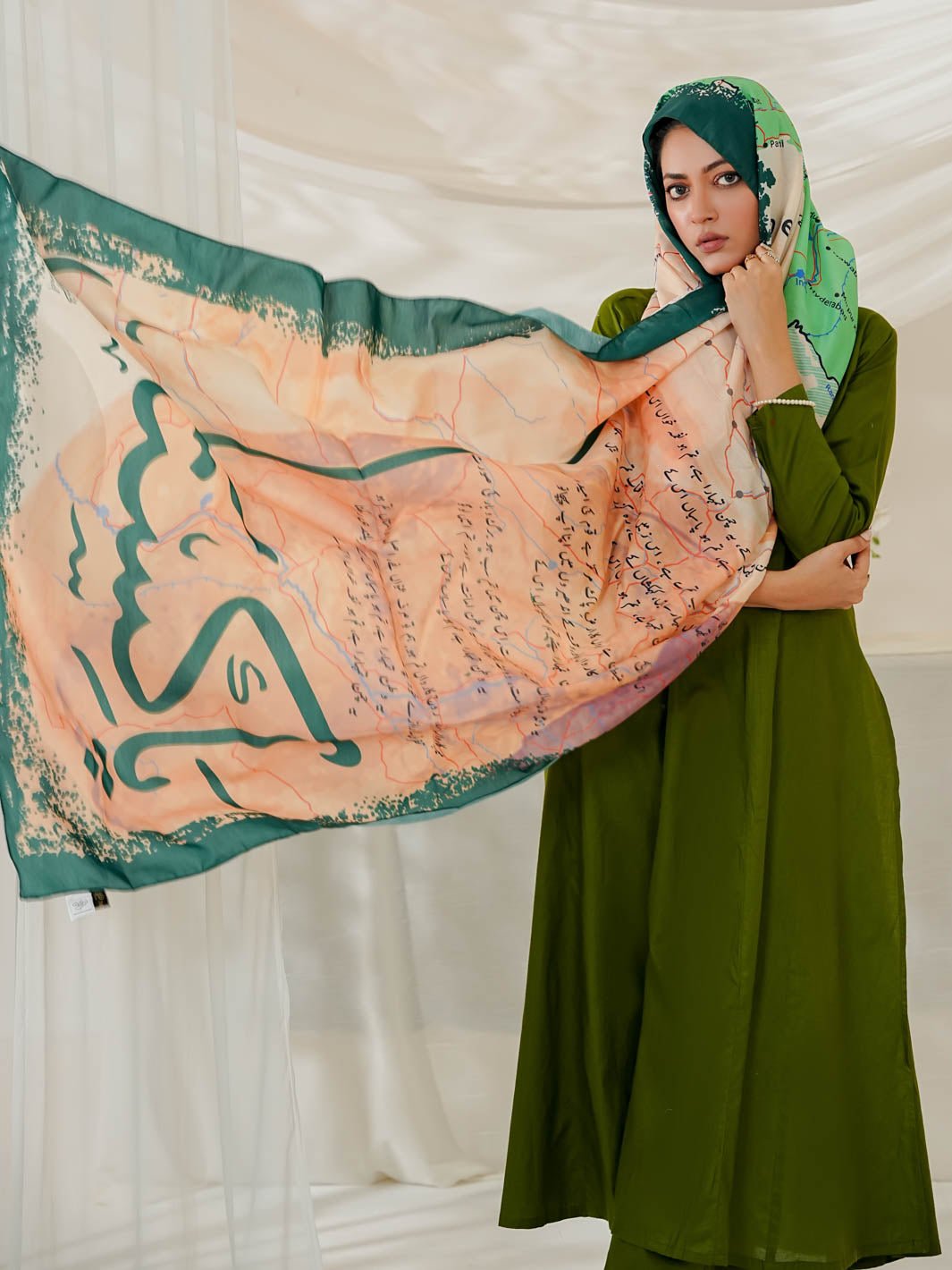 Arz e Pakistan Odhni (Off White) - Image 3