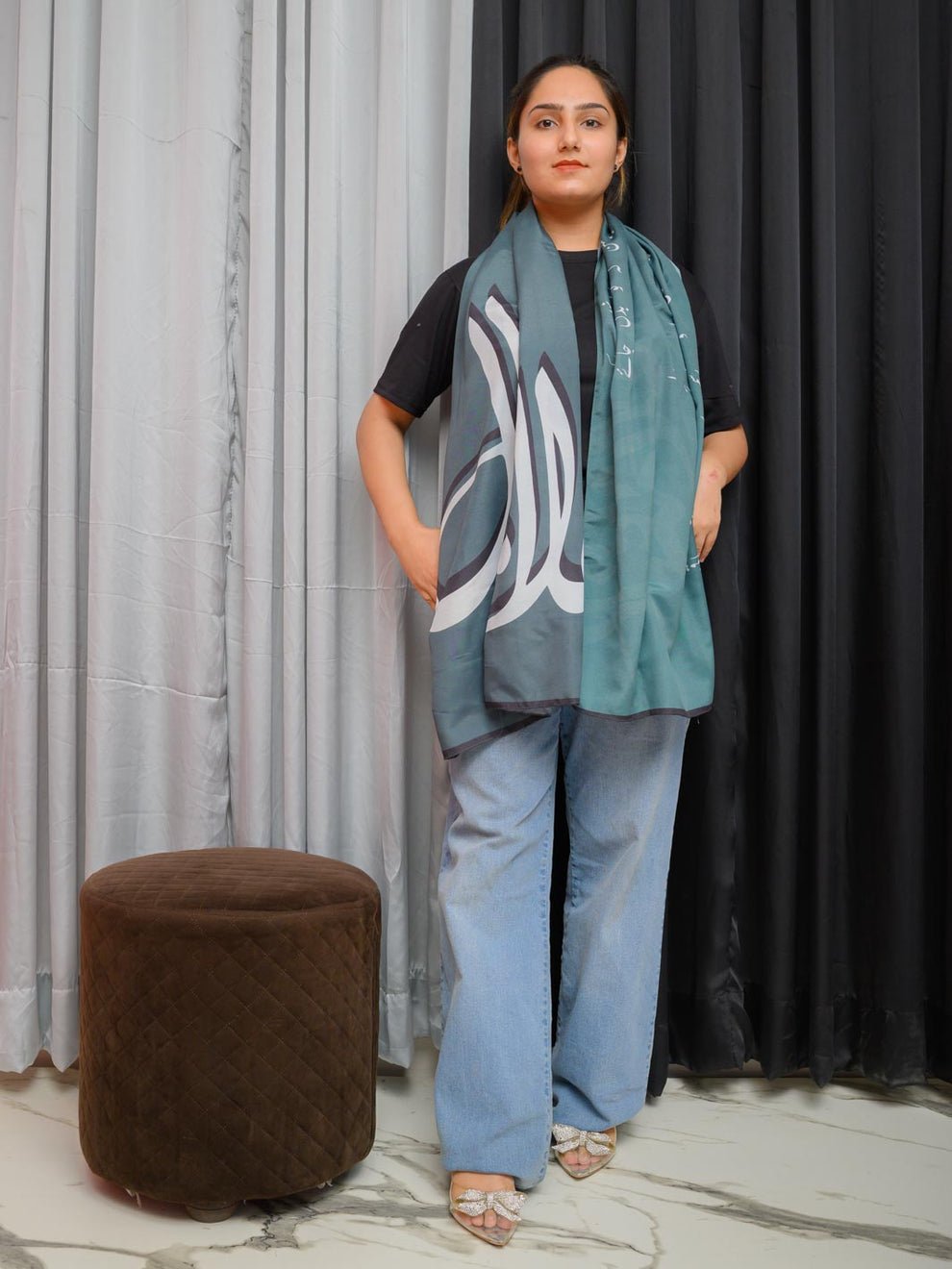 Iqbal ka Andaz Stole (Green) - Image 5