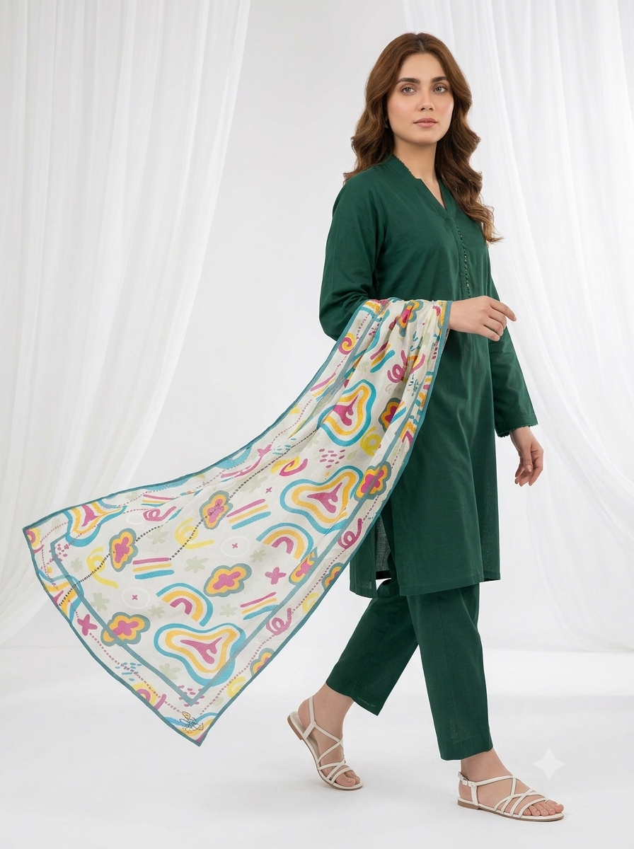 Khuwab Lawn Stole(multi) - Image 3
