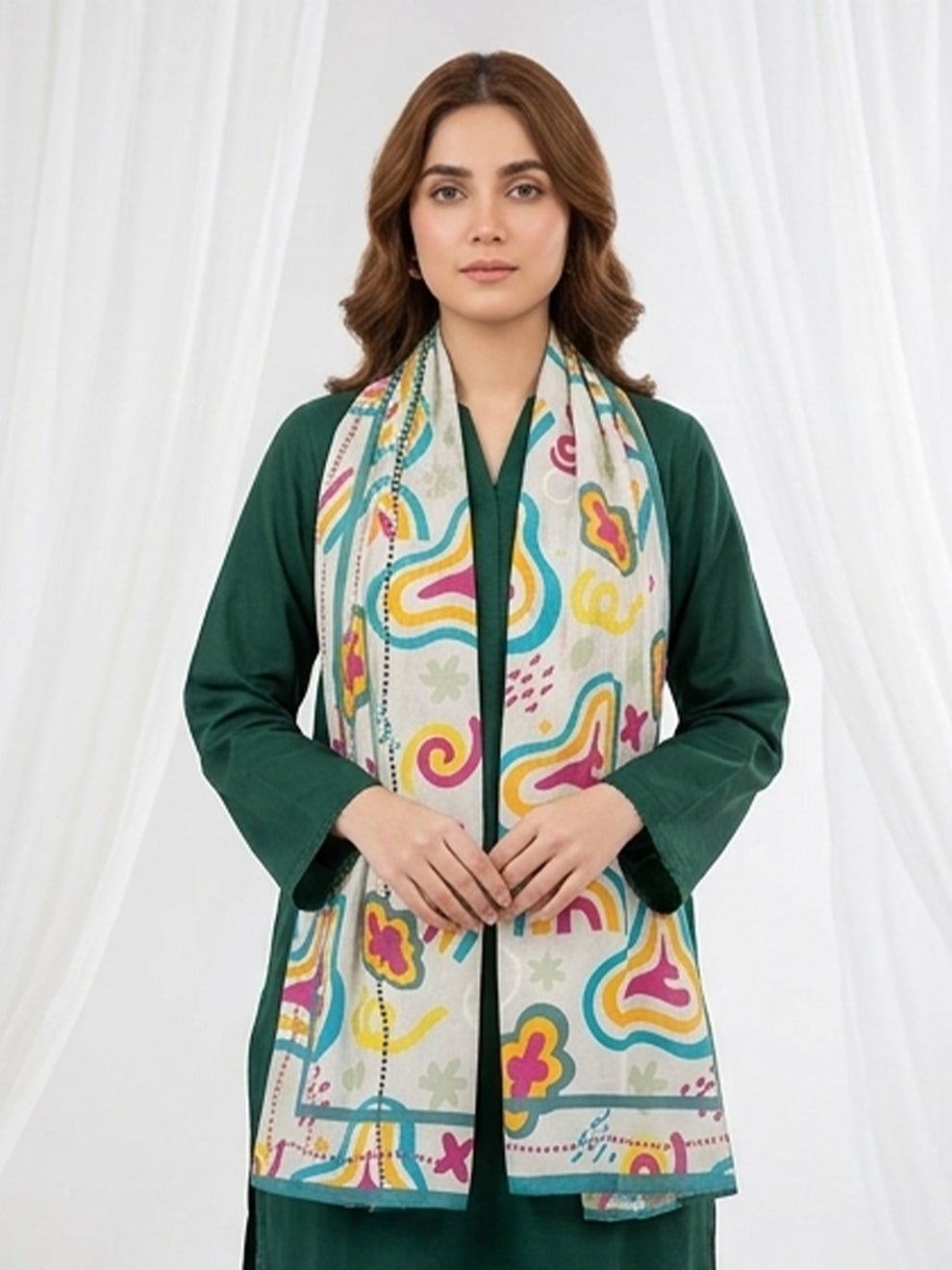 Khuwab Lawn Stole(multi)