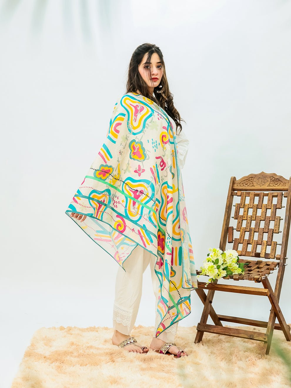 Khuwab Lawn Stole(multi) - Image 4