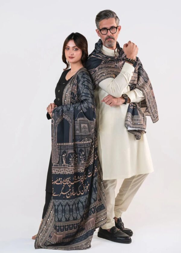 Taj Mahal Shawl Black