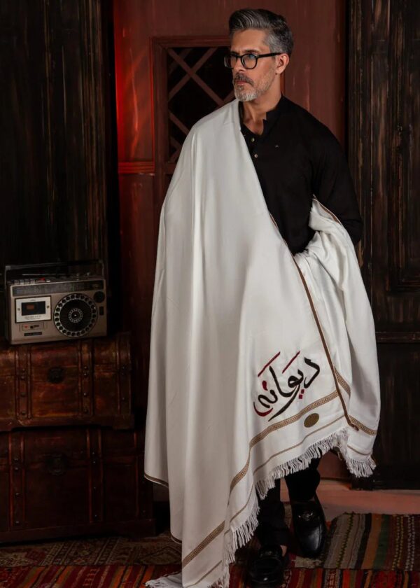 Deewana Shawl | Embroidered | White
