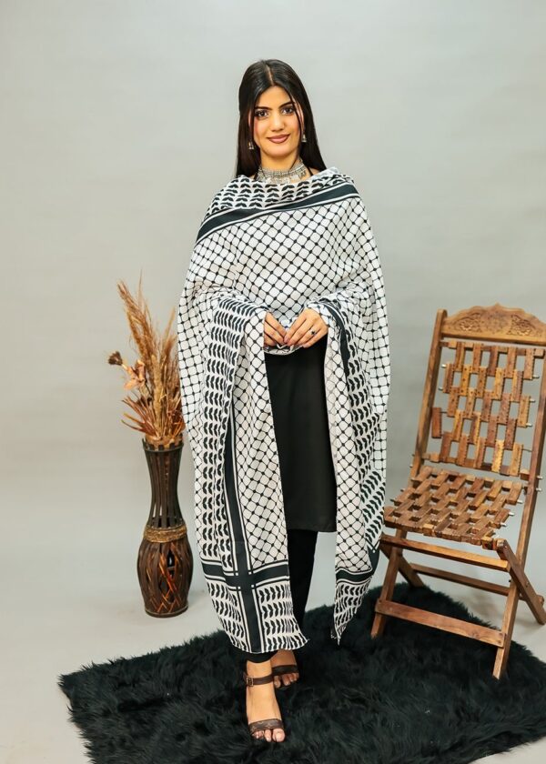 Palestine B&W Voile Dupatta (Black)