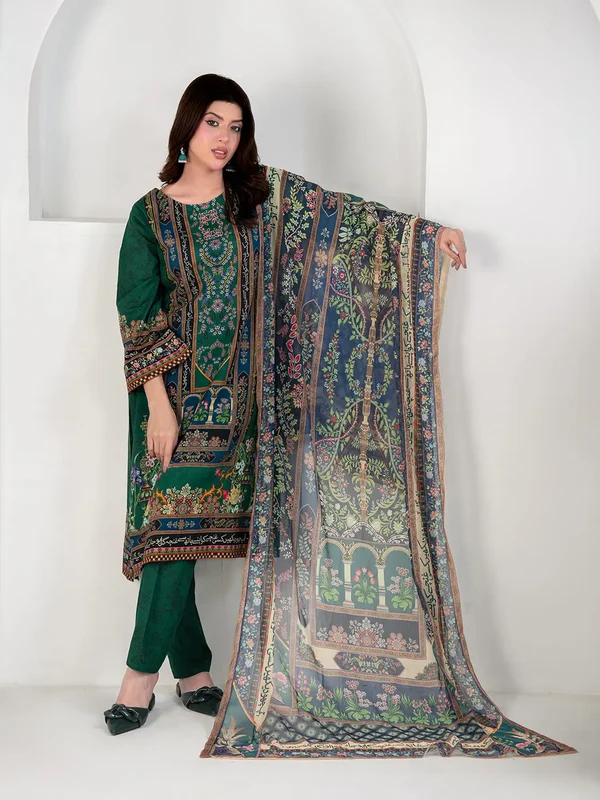 Gulposh | 3 Piece | Printed | Green - Image 3