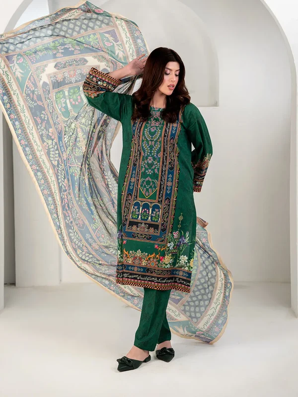 Gulposh | 3 Piece | Printed | Green - Image 2