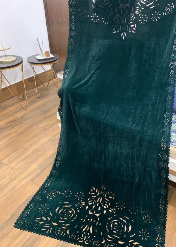 LASER CUTWORK SHAWLS BOTTLE GREEN