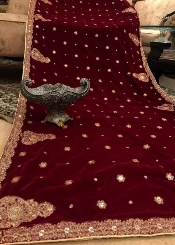 Radish Mahroon Velvet Shawl