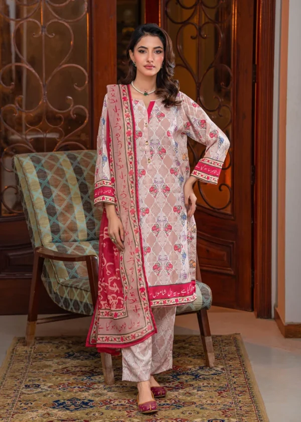 Noor Stitched 3 Pc (Beige)